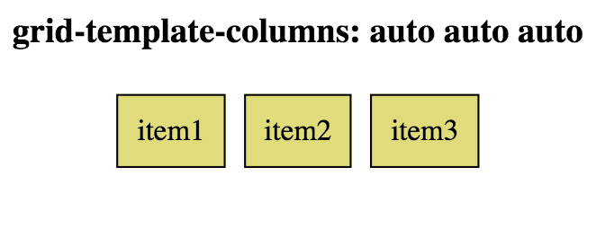 En bild på en beskrivning av Grid kolumn size egenskap auto