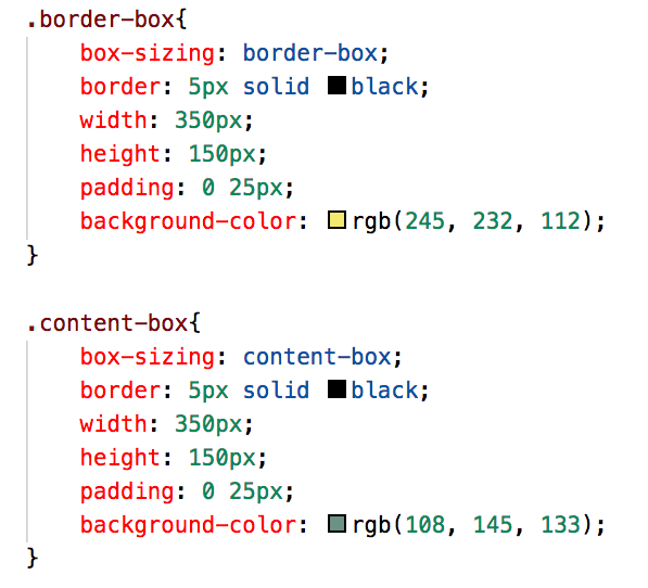 exempel kod för box-sizing